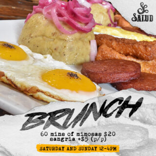 Salud Brunch Sat. And Sun. 12-4pm
60 mins of mimosas $20
sangria +$5 (p/p)
You can also order our brunch online, click on our profile link.
#salud #brunch #bushwick #brooklynbraider